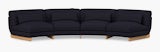 Contra Wedge Sectional - 4 Seat, Turf, Blue Red Melange, Oak