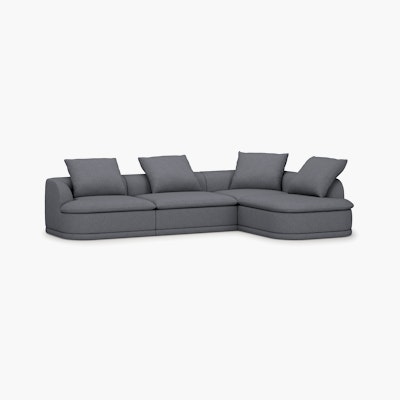 An Atlason Composed Modular Sofa L-Sectional - Right in Beck  Cornerstone viewed from an angle.