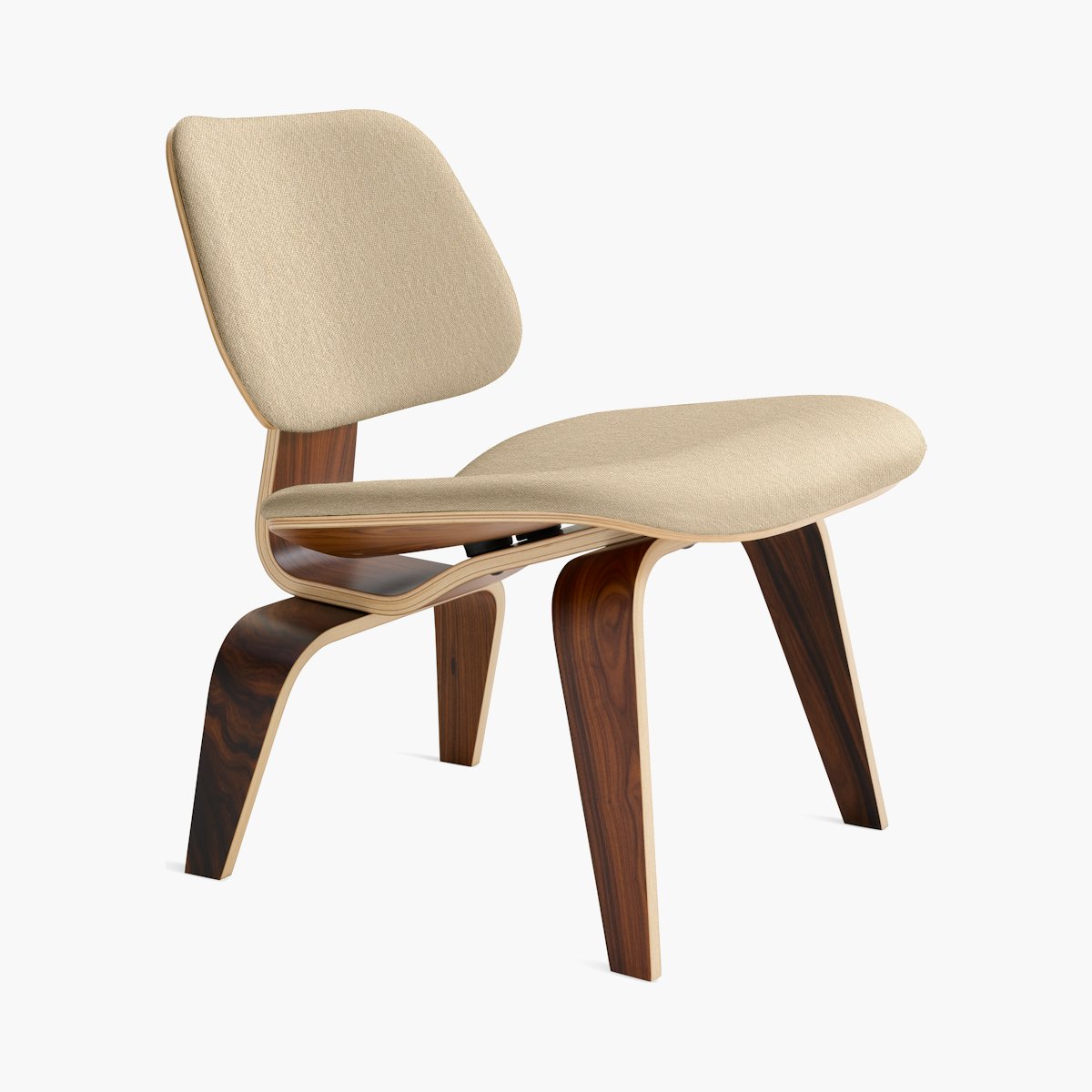 Eames Molded Plywood Lounge Chair Wood Base (LCW), Upholstered