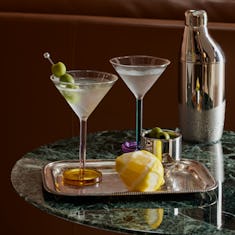 Piano Martini Set in Birdland with Sky Barware